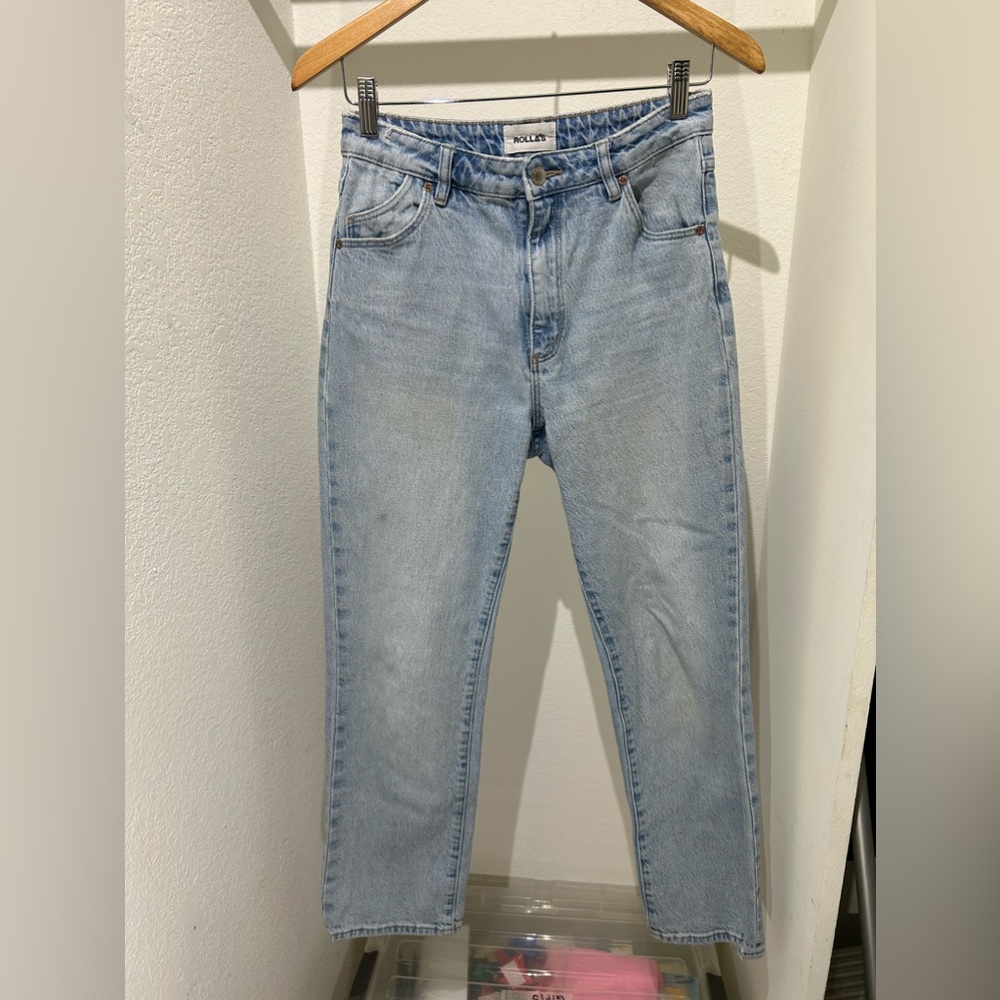 Rollas High RIse Straight Light Wash Jeans